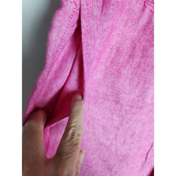 Dash Linen Blend Wide Leg Crop Pants sz L Beach resort vacation cruise pink nwt - Picture 3 of 10